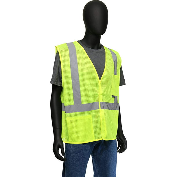 West Chester 47205 Class 2 High Visibility ANSI Compliant Work Wear Economy Mesh Vest Lime Green Medium 